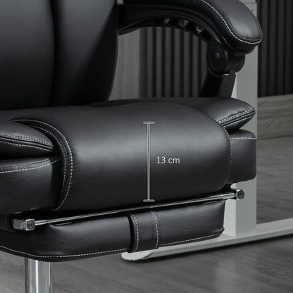 Sedia da ufficio reclinabile con massaggio vibrante a 6 punti, rivestimento in similpelle, sedia per computer, riscaldamento lombare e poggiapiedi