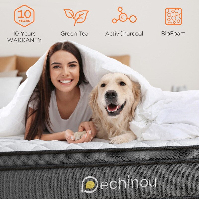 Materasso ibrido da 6 pollici Queen Size in una scatola con memory foam in gel, supporto medio-rigido, sollievo dalla pressione, isolamento del movimento