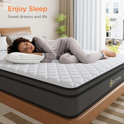 Materasso ibrido da 6 pollici Queen Size in una scatola con memory foam in gel, supporto medio-rigido, sollievo dalla pressione, isolamento del movimento