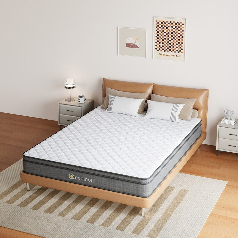 Materasso ibrido da 6 pollici Queen Size in una scatola con memory foam in gel, supporto medio-rigido, sollievo dalla pressione, isolamento del movimento