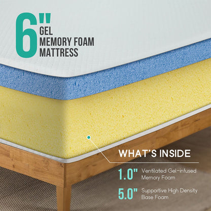 Materasso in memory foam con infusione di gel da 6 pollici