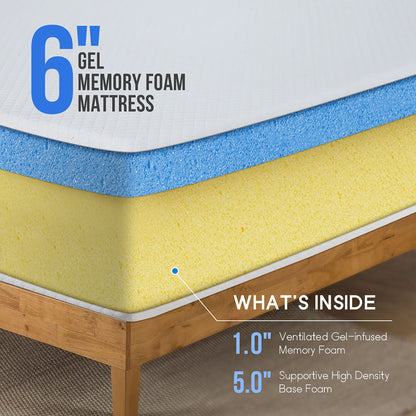 Materasso in memory foam con infusione di gel da 6 pollici