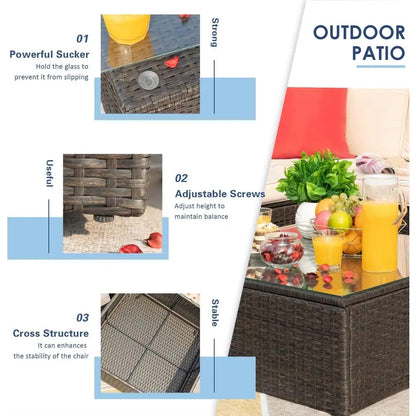 Homall Set di mobili da giardino da 6 pezzi, divano componibile da esterno in rattan PE imbottito, set da conversazione