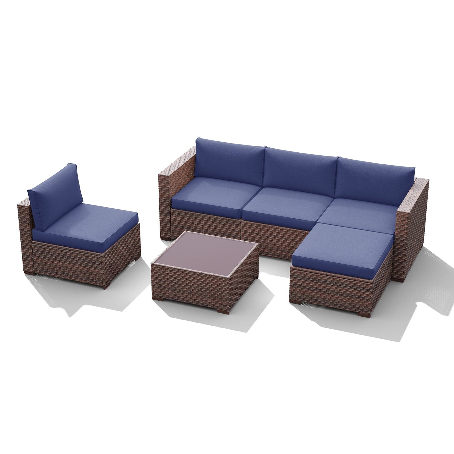 Set di divani componibili in vimini da esterno da 6 pezzi