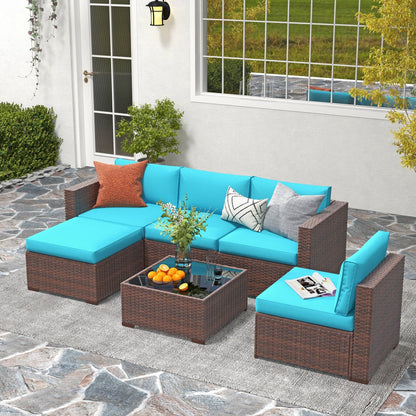 Set di divani componibili in vimini da esterno da 6 pezzi