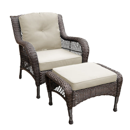 Set da conversazione con mobili da giardino in vimini e resina da 6 pezzi con schienale alto