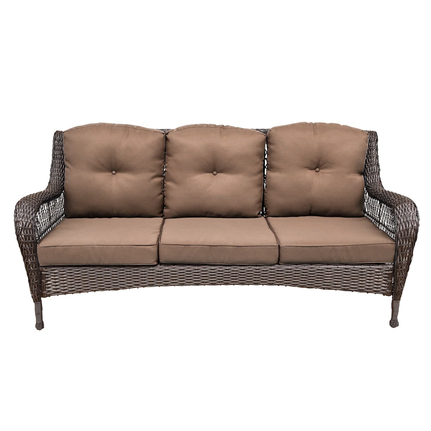 Set da conversazione con mobili da giardino in vimini e resina da 6 pezzi con schienale alto