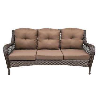 Set da conversazione con mobili da giardino in vimini e resina da 6 pezzi con schienale alto