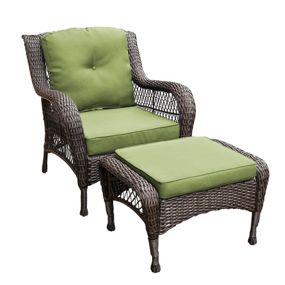 Set da conversazione con mobili da giardino in vimini e resina da 6 pezzi con schienale alto