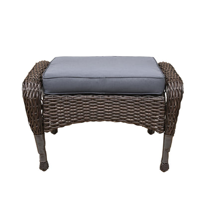 Set da conversazione con mobili da giardino in vimini e resina da 6 pezzi con schienale alto