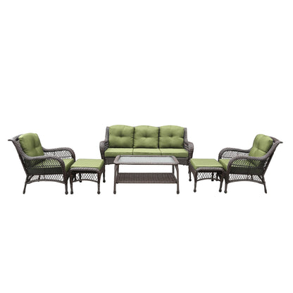 Set da conversazione con mobili da giardino in vimini e resina da 6 pezzi con schienale alto