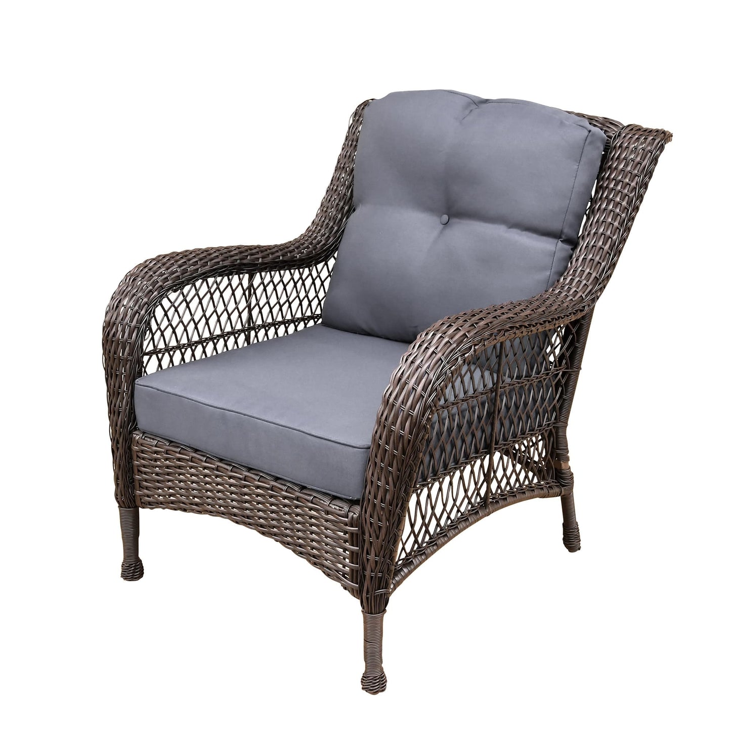 Set da conversazione con mobili da giardino in vimini e resina da 6 pezzi con schienale alto