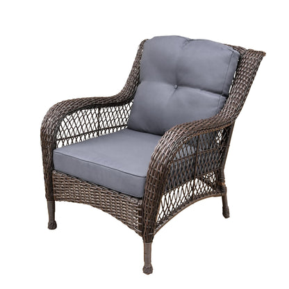 Set da conversazione con mobili da giardino in vimini e resina da 6 pezzi con schienale alto