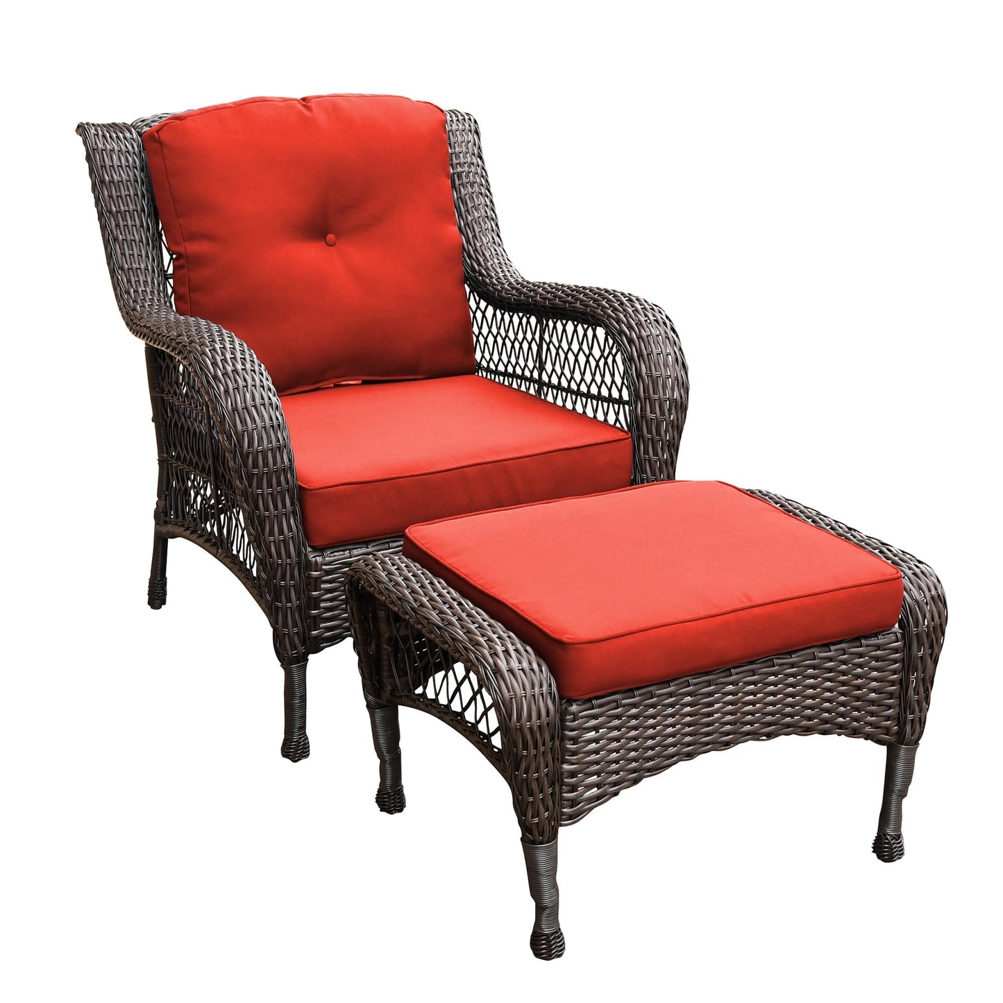 Set da conversazione con mobili da giardino in vimini e resina da 6 pezzi con schienale alto