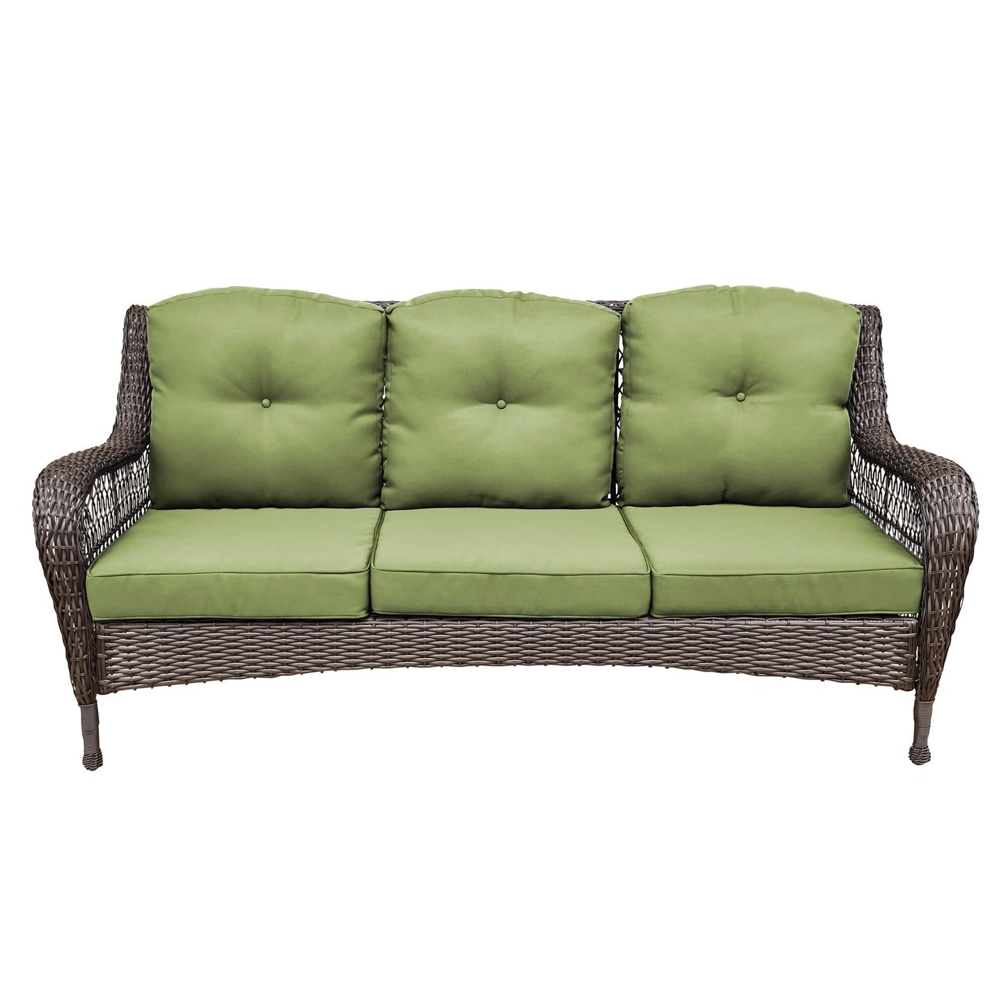 Set da conversazione con mobili da giardino in vimini e resina da 6 pezzi con schienale alto