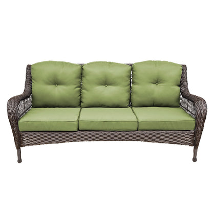 Set da conversazione con mobili da giardino in vimini e resina da 6 pezzi con schienale alto