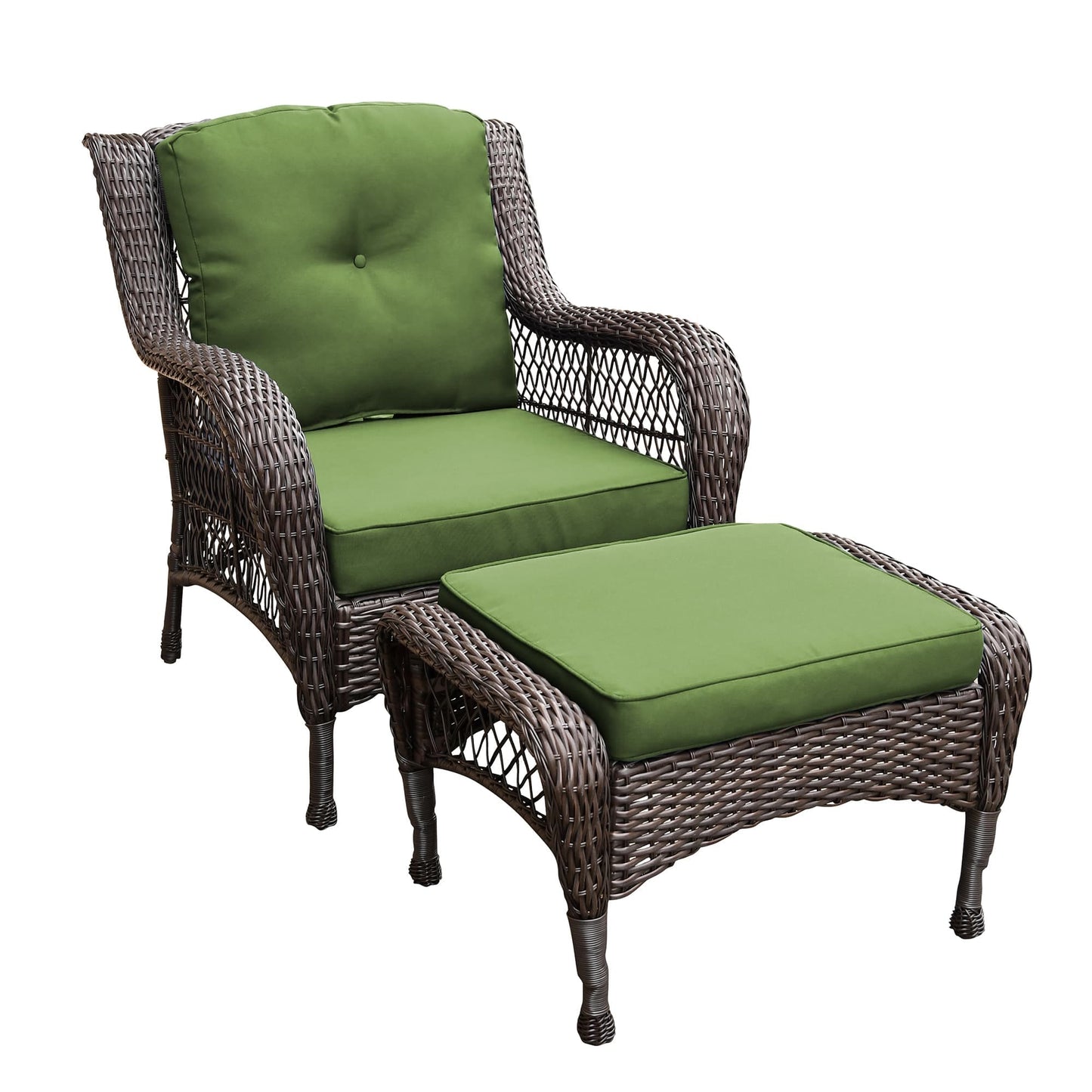 Set da conversazione con mobili da giardino in vimini e resina da 6 pezzi con schienale alto