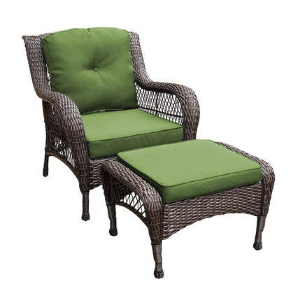 Set da conversazione con mobili da giardino in vimini e resina da 6 pezzi con schienale alto