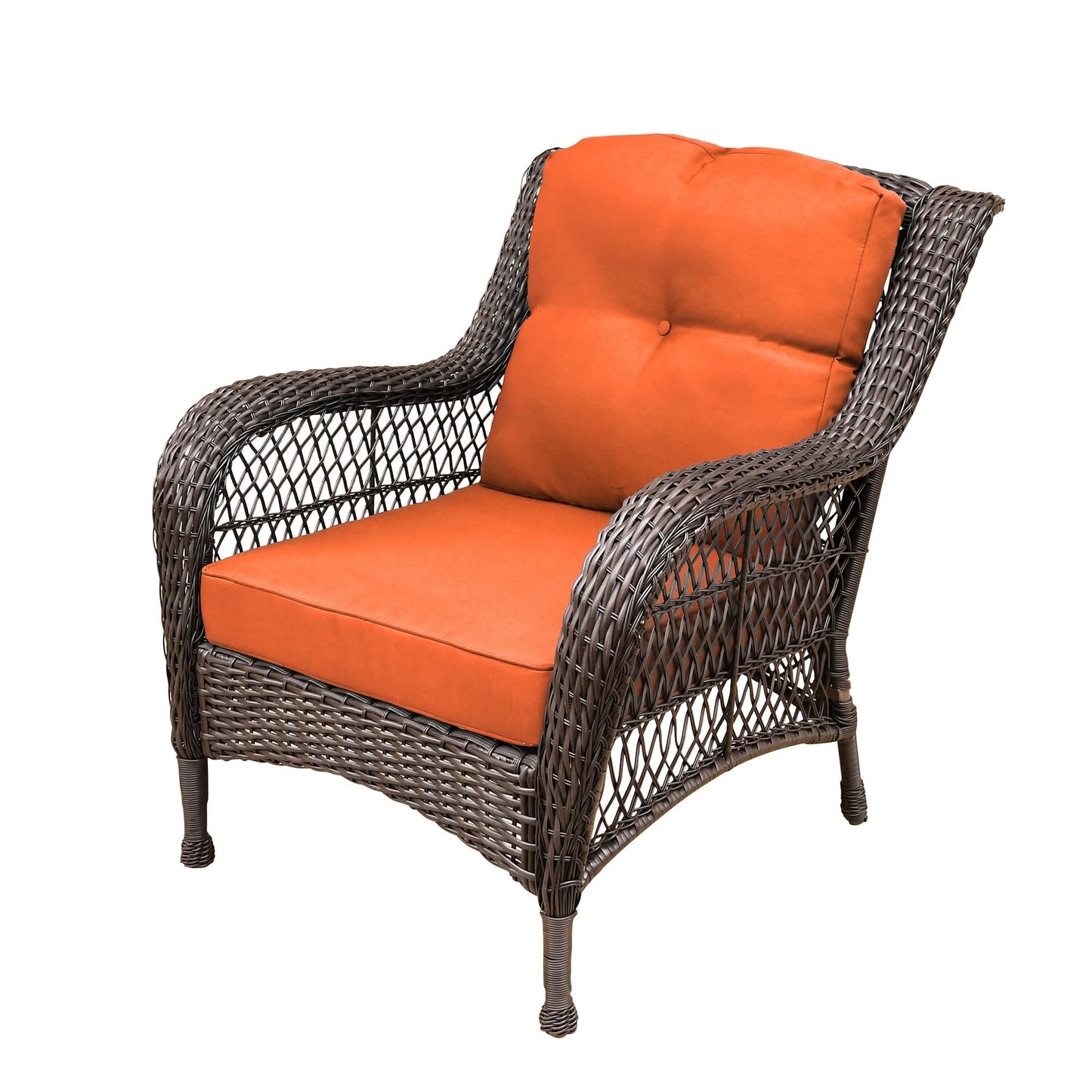 Set da conversazione con mobili da giardino in vimini e resina da 6 pezzi con schienale alto