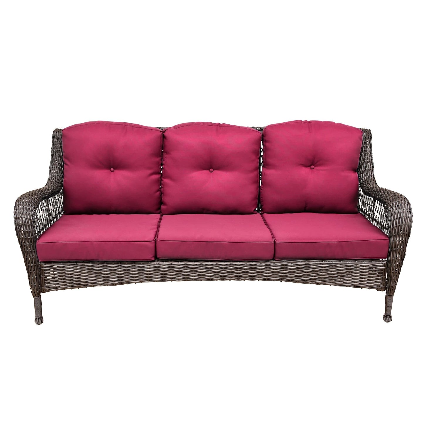 Set da conversazione con mobili da giardino in vimini e resina da 6 pezzi con schienale alto