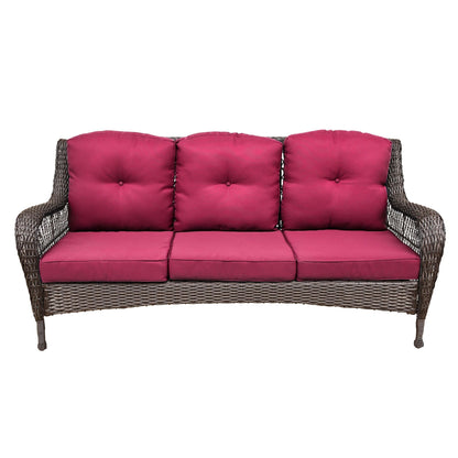 Set da conversazione con mobili da giardino in vimini e resina da 6 pezzi con schienale alto