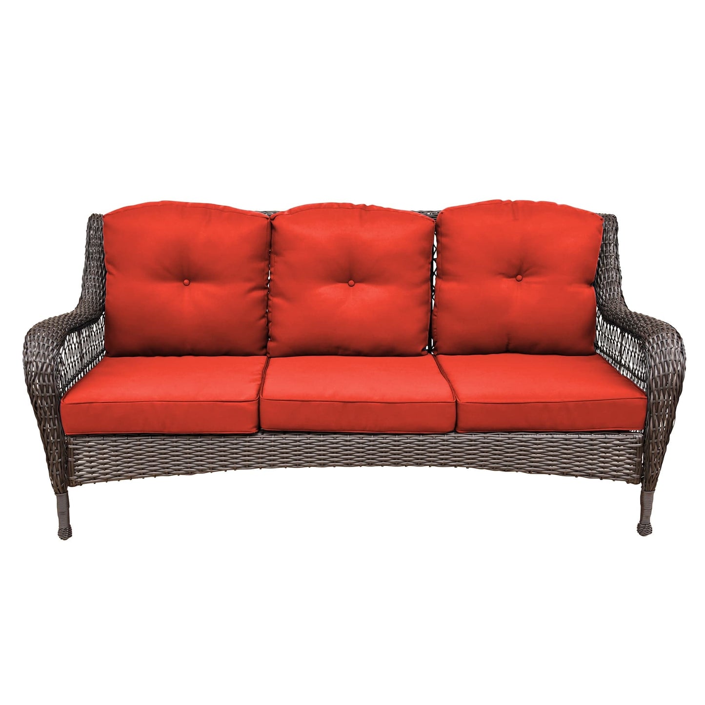 Set da conversazione con mobili da giardino in vimini e resina da 6 pezzi con schienale alto