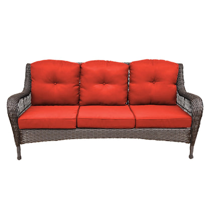 Set da conversazione con mobili da giardino in vimini e resina da 6 pezzi con schienale alto