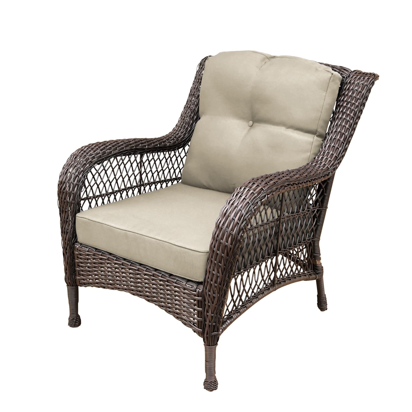 Set da conversazione con mobili da giardino in vimini e resina da 6 pezzi con schienale alto