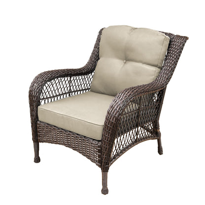 Set da conversazione con mobili da giardino in vimini e resina da 6 pezzi con schienale alto