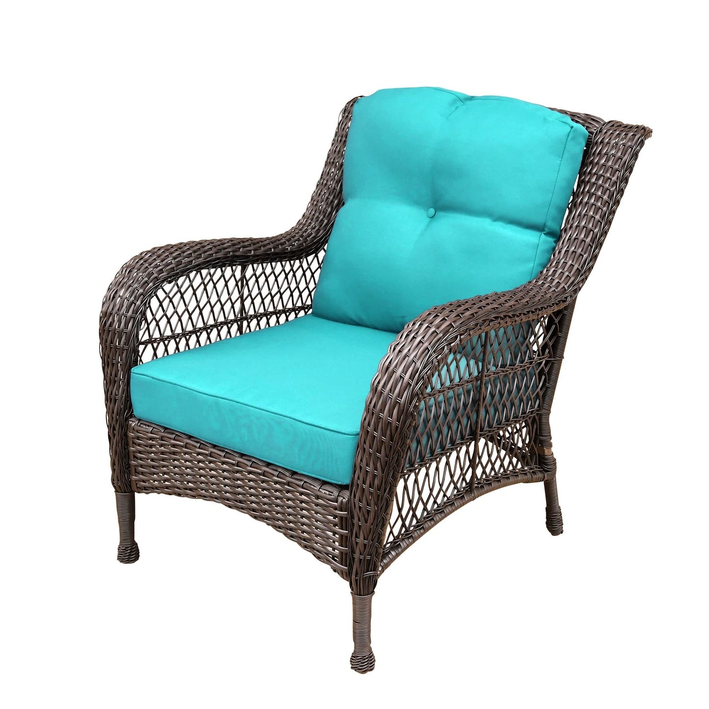 Set da conversazione con mobili da giardino in vimini e resina da 6 pezzi con schienale alto