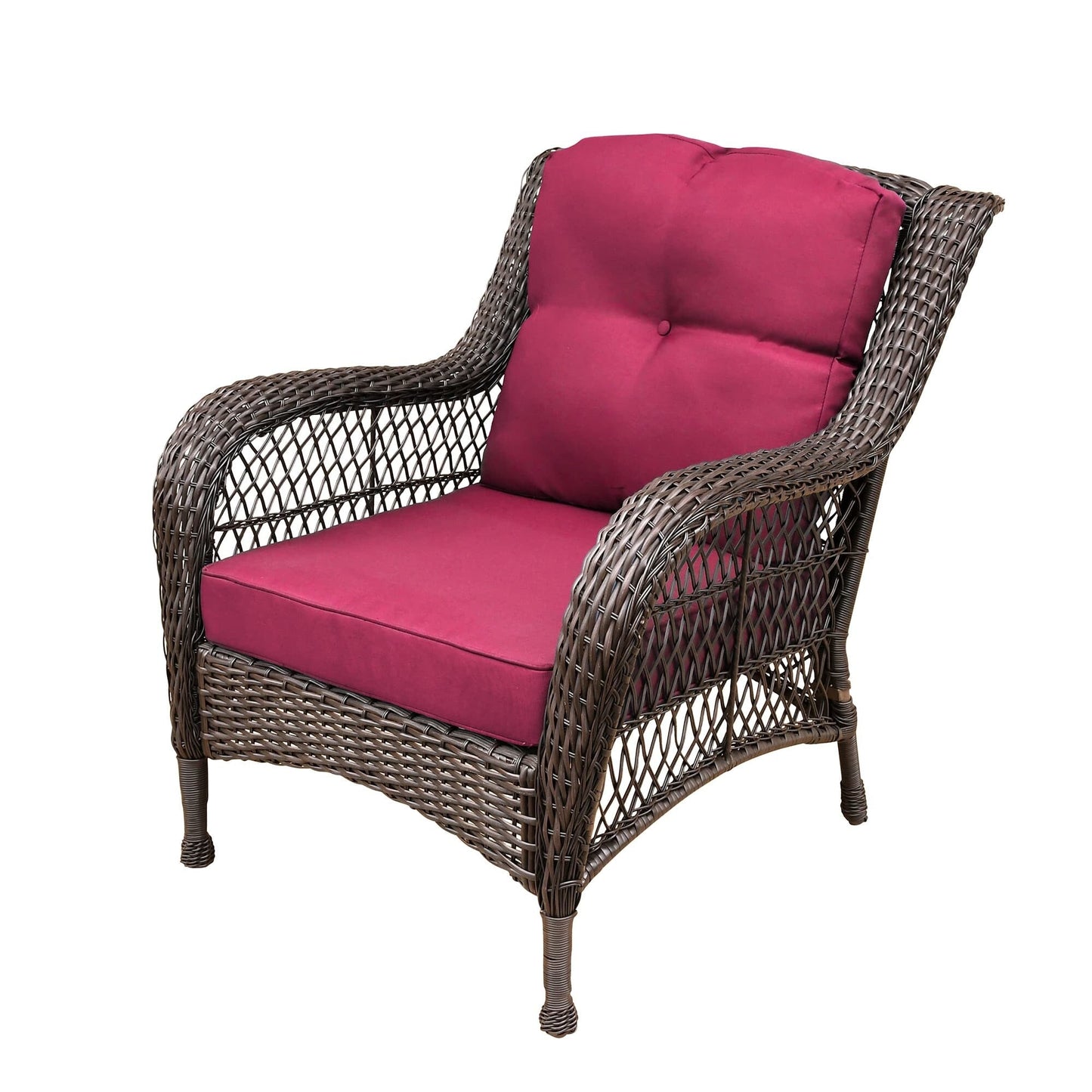 Set da conversazione con mobili da giardino in vimini e resina da 6 pezzi con schienale alto