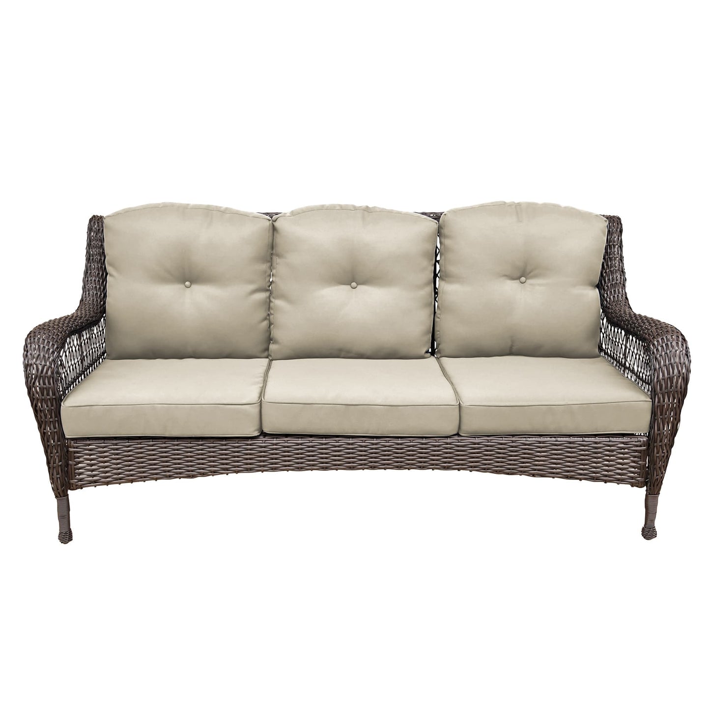 Set da conversazione con mobili da giardino in vimini e resina da 6 pezzi con schienale alto