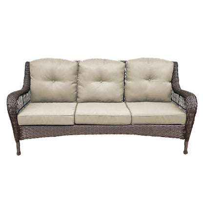 Set da conversazione con mobili da giardino in vimini e resina da 6 pezzi con schienale alto