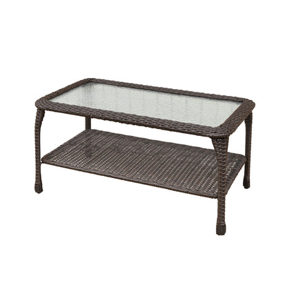 Set da conversazione con mobili da giardino in vimini e resina da 6 pezzi con schienale alto