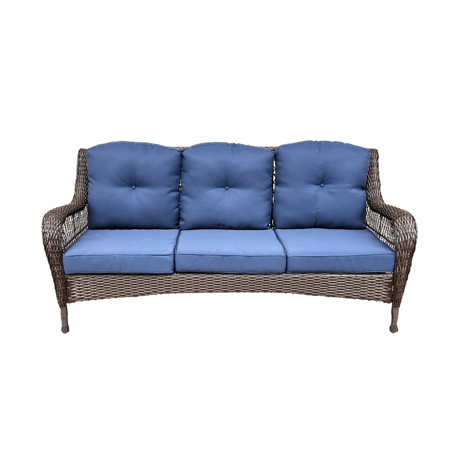 Set da conversazione con mobili da giardino in vimini e resina da 6 pezzi con schienale alto