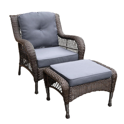 Set da conversazione con mobili da giardino in vimini e resina da 6 pezzi con schienale alto