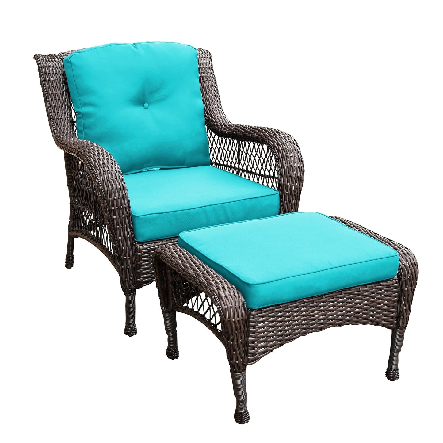 Set da conversazione con mobili da giardino in vimini e resina da 6 pezzi con schienale alto