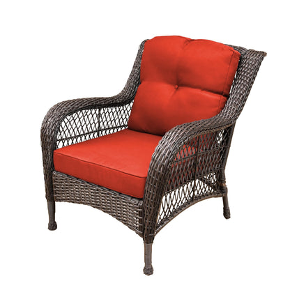 Set da conversazione con mobili da giardino in vimini e resina da 6 pezzi con schienale alto