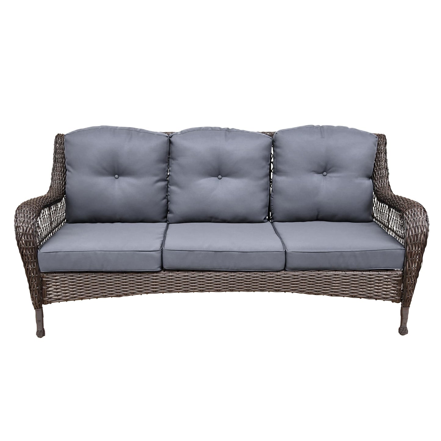 Set da conversazione con mobili da giardino in vimini e resina da 6 pezzi con schienale alto