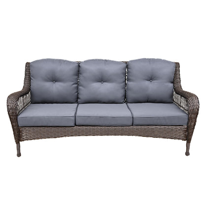 Set da conversazione con mobili da giardino in vimini e resina da 6 pezzi con schienale alto