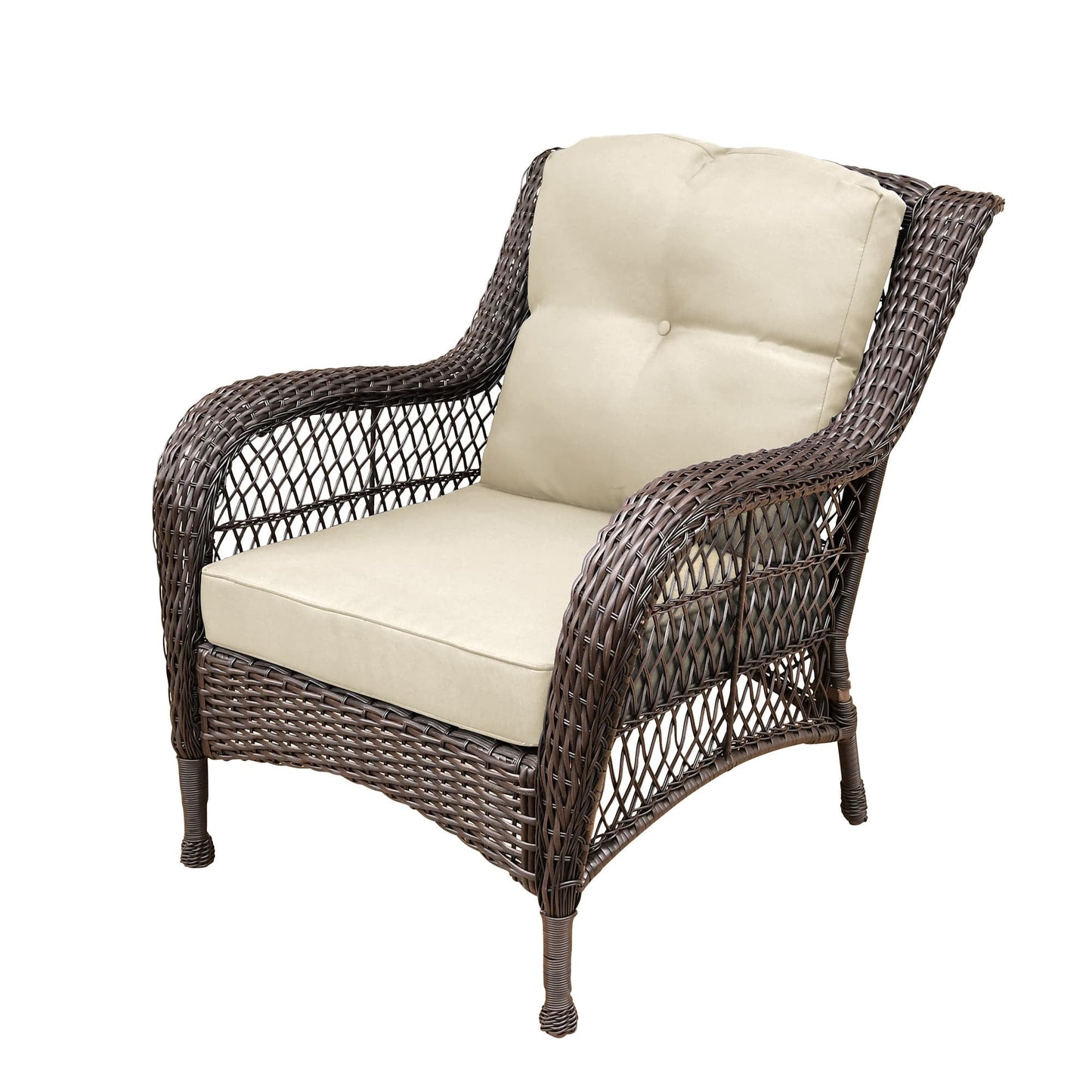 Set da conversazione con mobili da giardino in vimini e resina da 6 pezzi con schienale alto