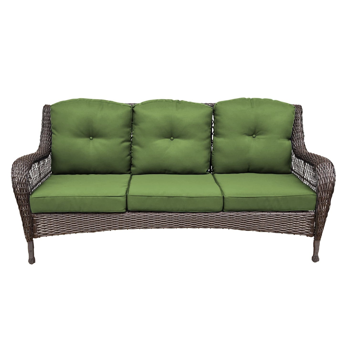 Set da conversazione con mobili da giardino in vimini e resina da 6 pezzi con schienale alto