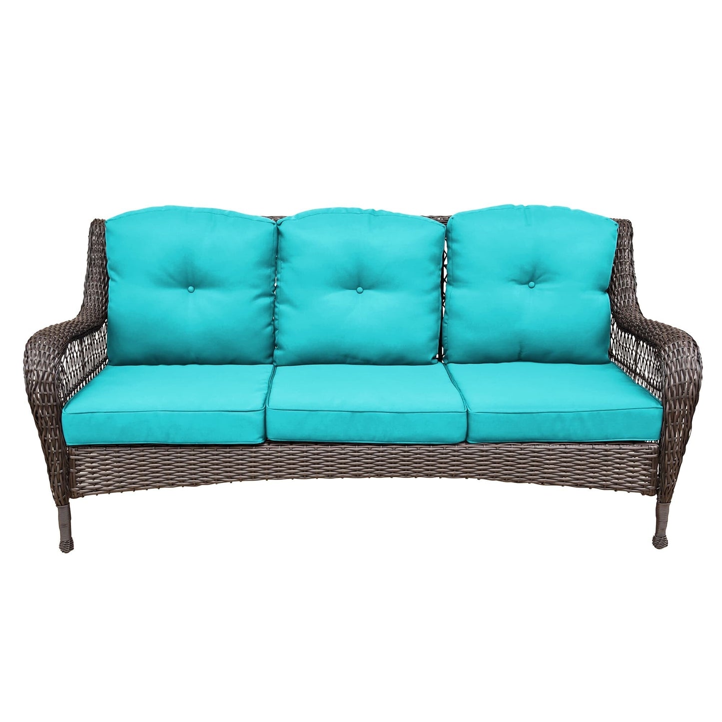 Set da conversazione con mobili da giardino in vimini e resina da 6 pezzi con schienale alto