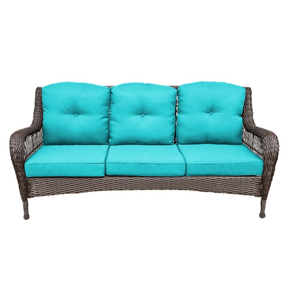 Set da conversazione con mobili da giardino in vimini e resina da 6 pezzi con schienale alto