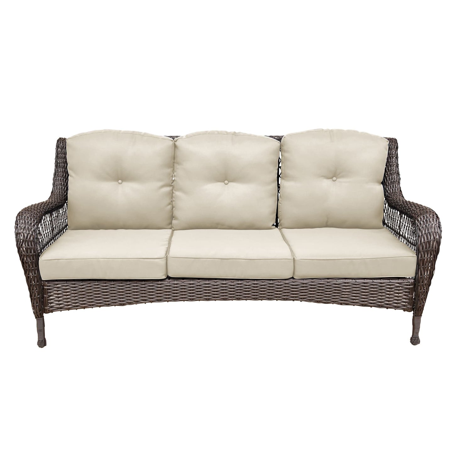 Set da conversazione con mobili da giardino in vimini e resina da 6 pezzi con schienale alto