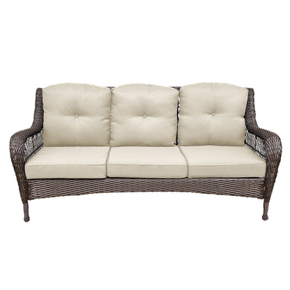 Set da conversazione con mobili da giardino in vimini e resina da 6 pezzi con schienale alto