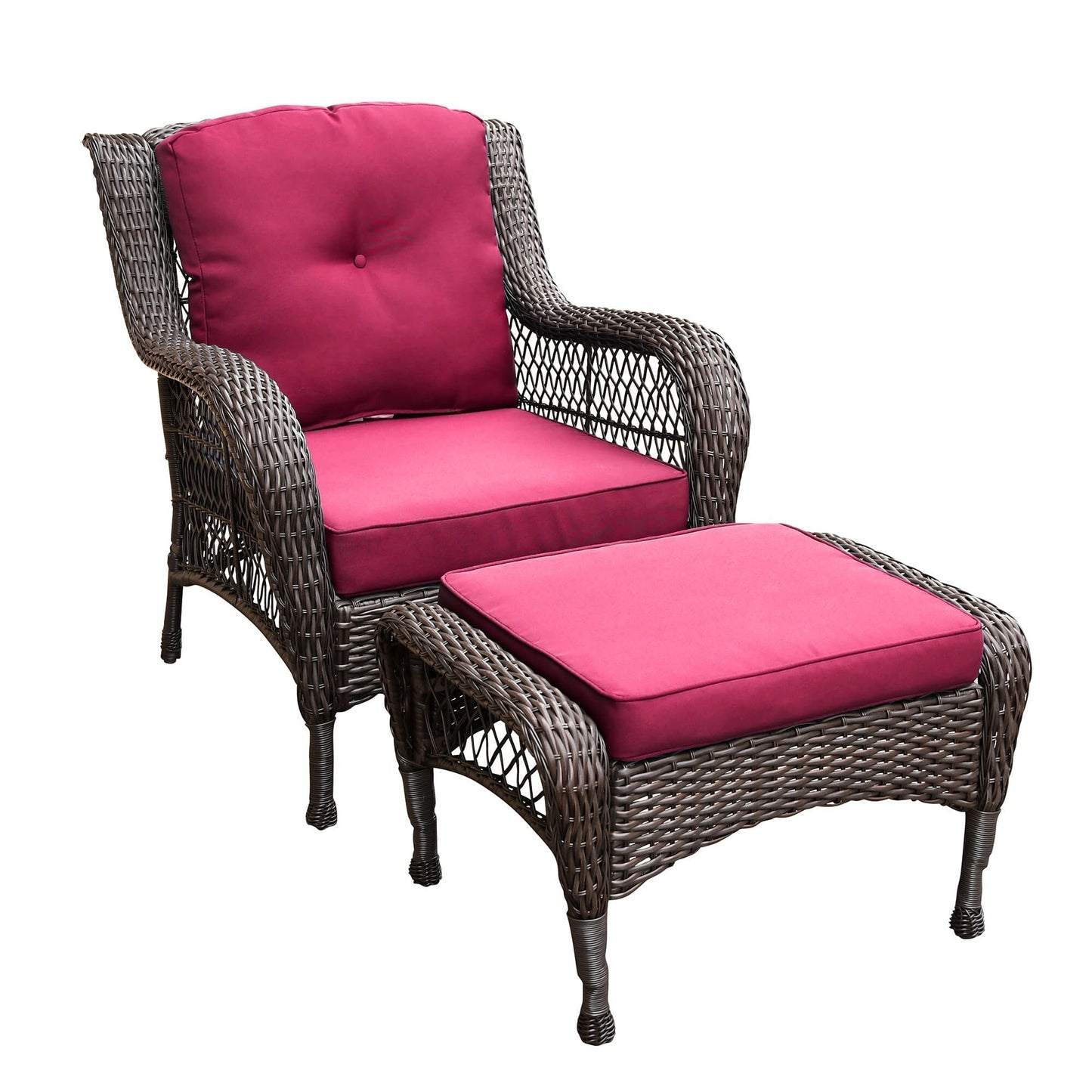 Set da conversazione con mobili da giardino in vimini e resina da 6 pezzi con schienale alto