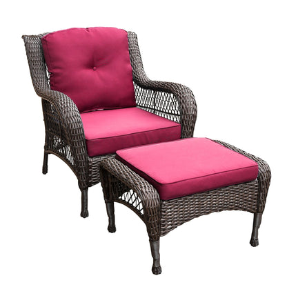 Set da conversazione con mobili da giardino in vimini e resina da 6 pezzi con schienale alto