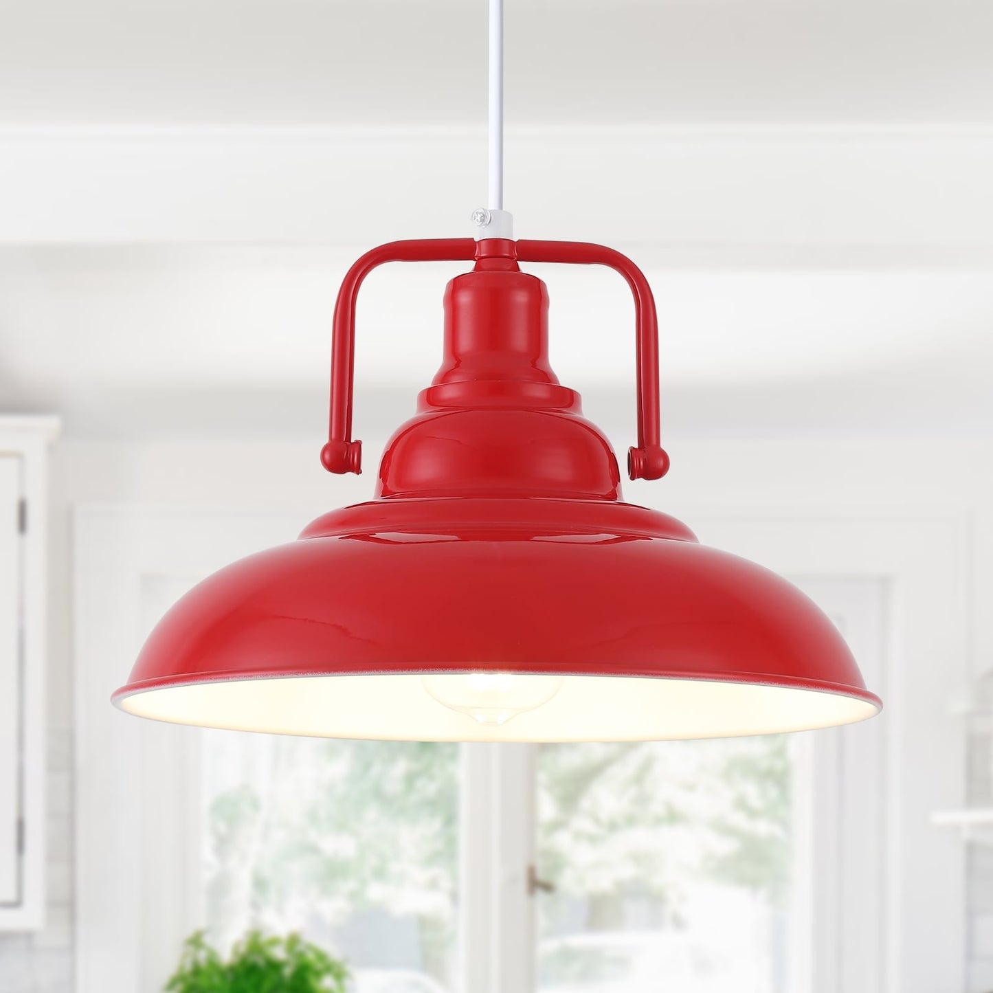 Lampada a sospensione da 60 Watt a 1 luce con paralume a cupola per isola cucina, lampadario classico semi-incassato per sala da pranzo