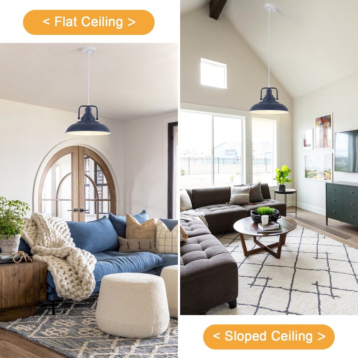 Lampada a sospensione da 60 Watt a 1 luce con paralume a cupola per isola cucina, lampadario classico semi-incassato per sala da pranzo